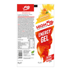Nutritional facts panel for High5 Energy Gel