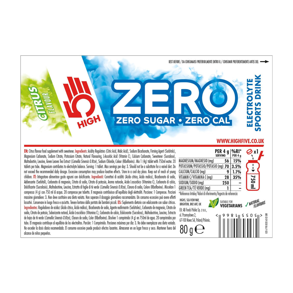 HIGH5 Zero Citrus Tablets vegan-friendly label supports plant-based athletes