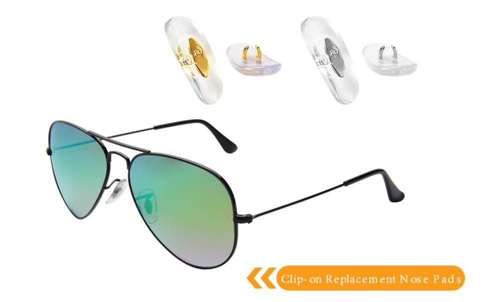 Nose pads compatible with Ray-Ban Aviator clip-on mounts
