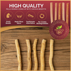 Close-up of natural miswak wood extracted from Salvadora persica