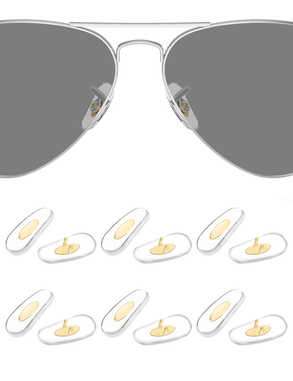 HILEEN 16x8mm silicone Ray-Ban Aviator nose pad close-up, gold color
