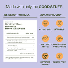 Nighttime bedroom scene suggesting non-drowsy sleep support