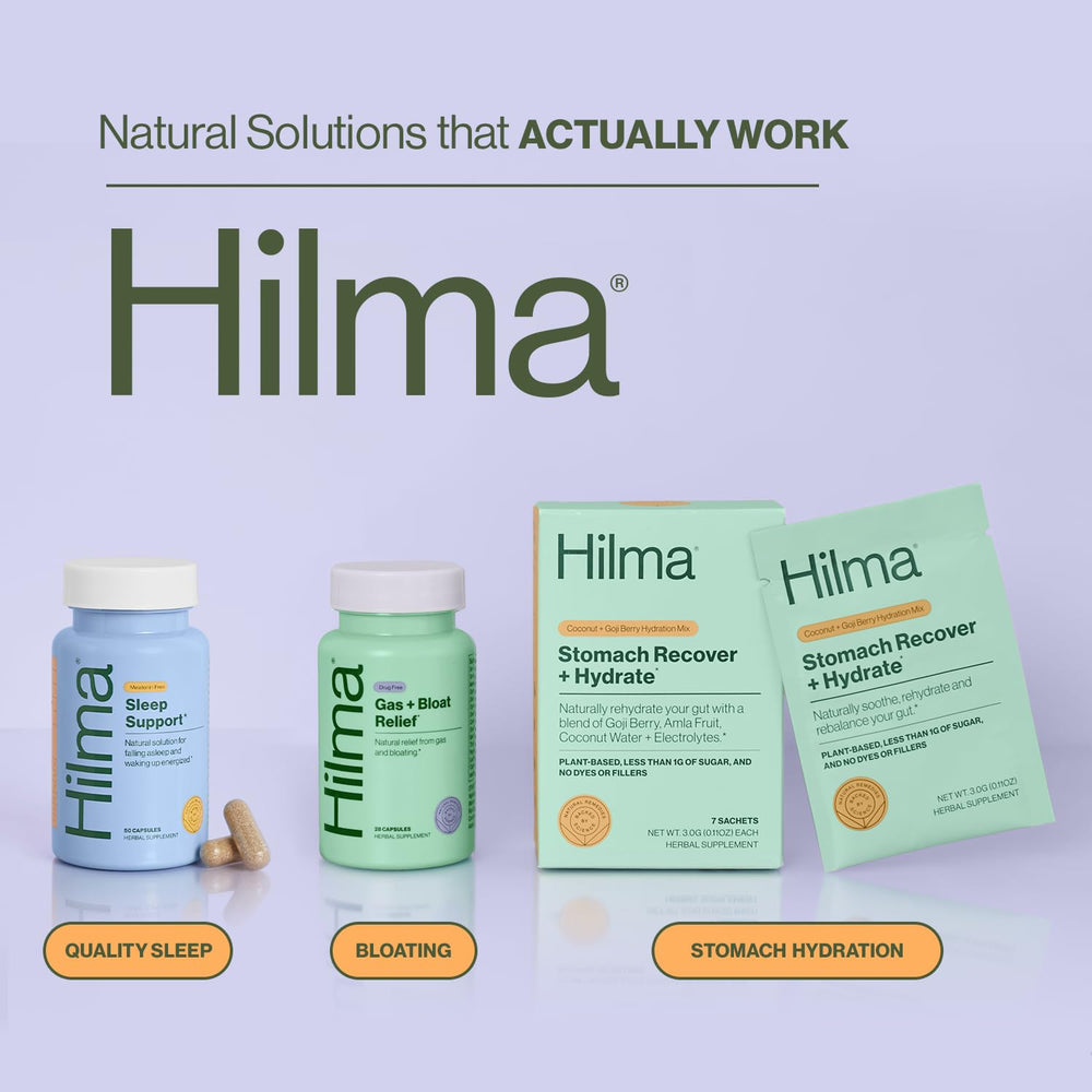 Hilma Sleep Aid packaging with 50 vegan capsules