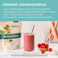Himalaya Ashwagandha powder in shake glass shows caffeine-free wellness ritual