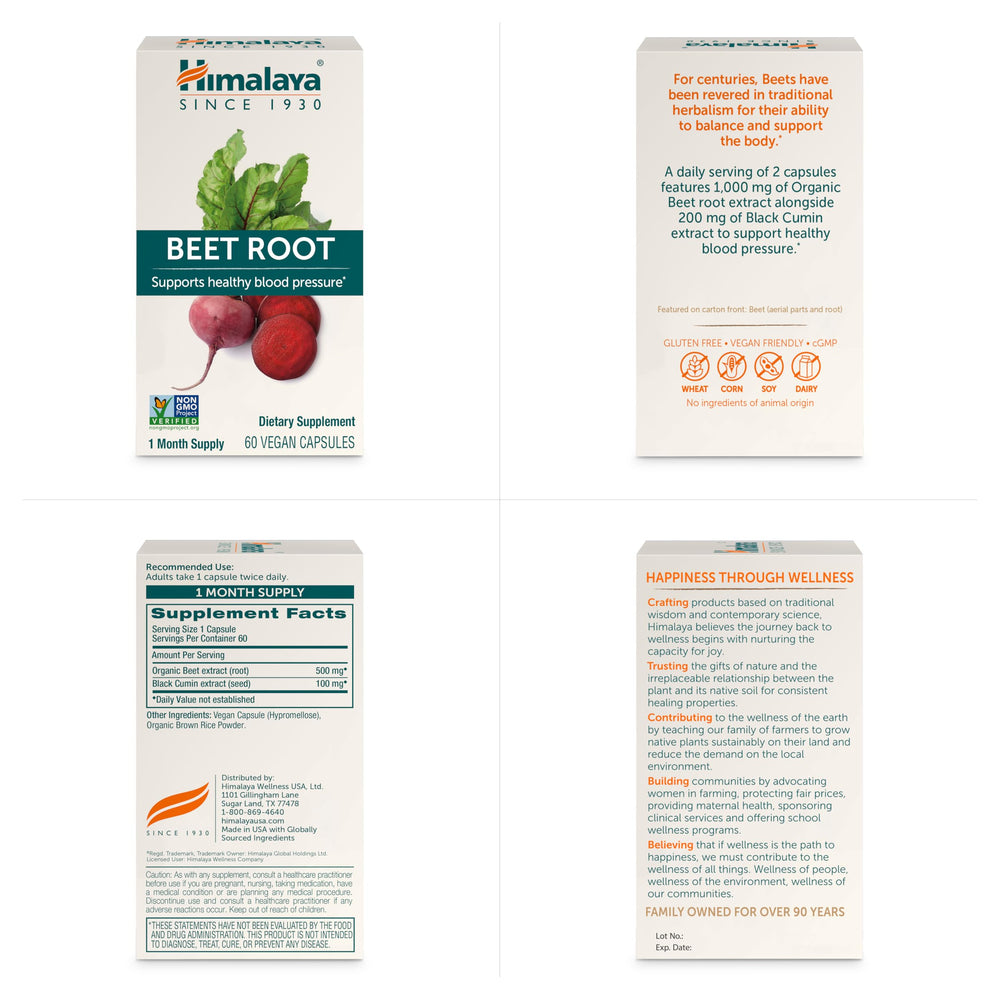 Himalaya Beet Root bottle with cap opened showing capsules ready to support daily blood pressure management.