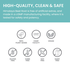 Himalaya Beet Root packaging close-up highlights gluten-free, vegan formula for cardiovascular wellness.