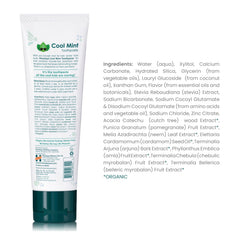 Close-up of Neem and Pomegranate ingredients in the herbal toothpaste formula