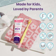 Label showing fluoride-free, SLS-free, gluten-free