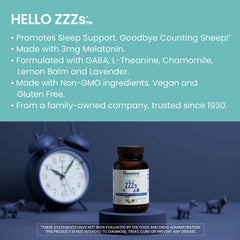 Hello ZZZs capsules with melatonin, GABA, and L-Theanine