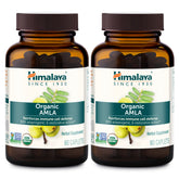 Front view of Himalaya Organic Amla 600 mg bottle with 60 caplets