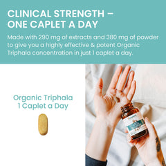 Supplement facts panel showing 250 mg extract and 438 mg powder per caplet