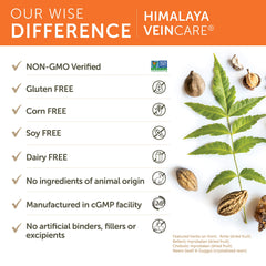 Vegan, non-GMO, gluten-free Himalaya Veincare capsules