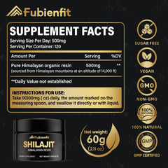 A 500mg serving of Himalayan Shilajit resin
