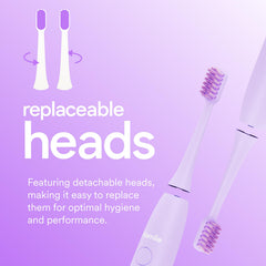 Close-up of soft-tapered bristles on the Purple HISMILE toothbrush