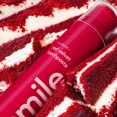 Close-up of flavour swirl in Hismile Red Velvet toothpaste