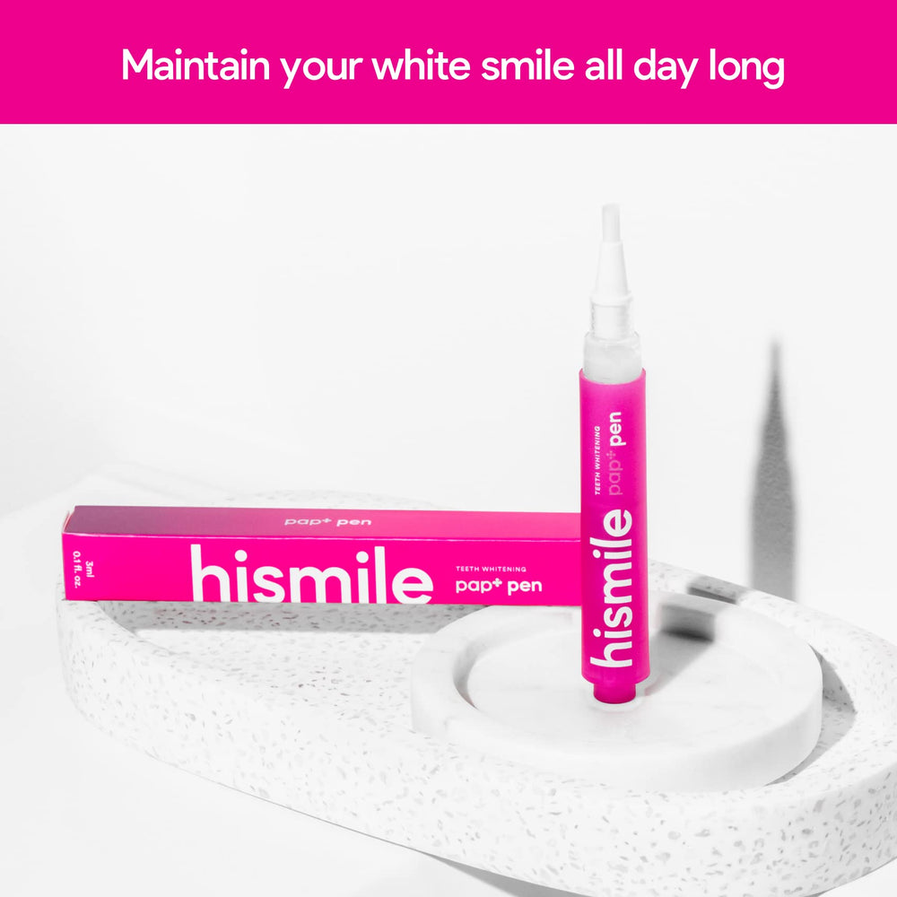 Close-up of Pap+ whitening pen tip for even application