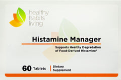 Histamine Manager bottle and two boxes on a white background