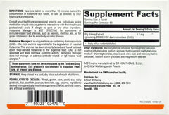 Close-up of Histamine Manager tablet showing 20,000 HDU Diamine Oxidase (DAO)