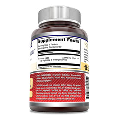 HMB 2000mg bottle label showing Non-GMO and Gluten Free