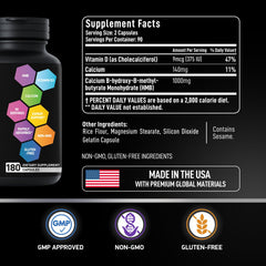Made in USA label for HMB D3 supplement
