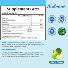 Andmino gummies bottle with Apple flavor label and non-GMO vegan gluten-free icons