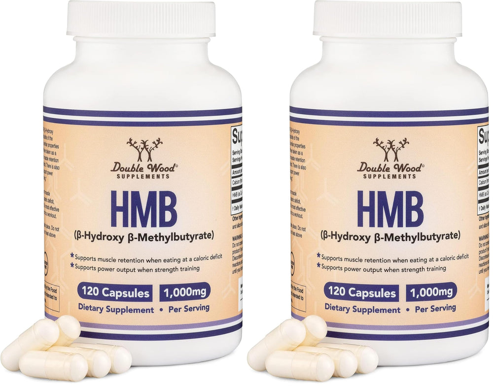 Front view of Double Wood HMB supplement bottle (pack of 2)