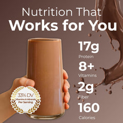HMR 800 Shake Chocolate scoop dispensing, quick protein-packed serving.