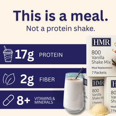 HMR 800 Shake Vanilla Nutrition Label features 17g protein per serving