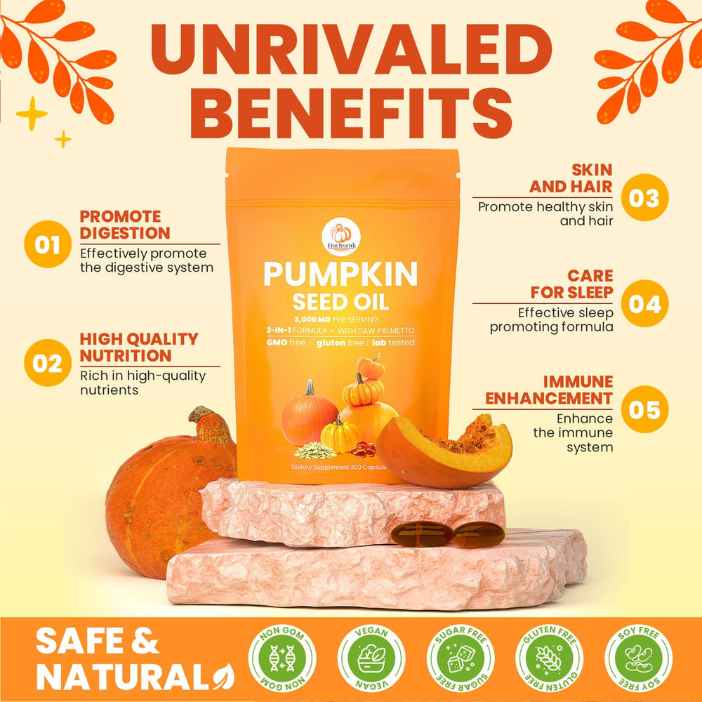 Hochornk Pumpkin Seed Oil Capsules softgels close-up