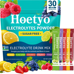 HOETYO lemon electrolyte packet for on-the-go hydration.