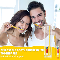 Yellow hollow travel toothbrush set in bulk packaging, 1000-count