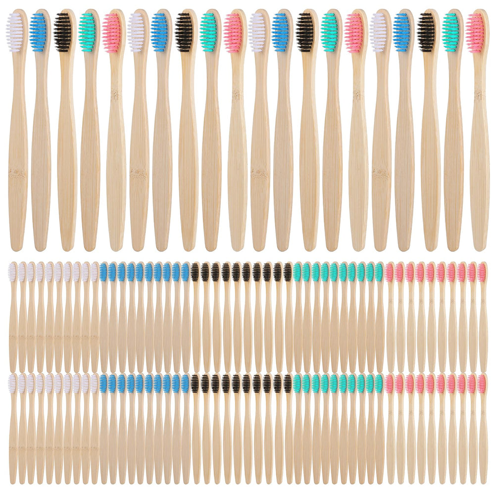 HOFURME 120-piece bamboo toothbrushes in assorted colors