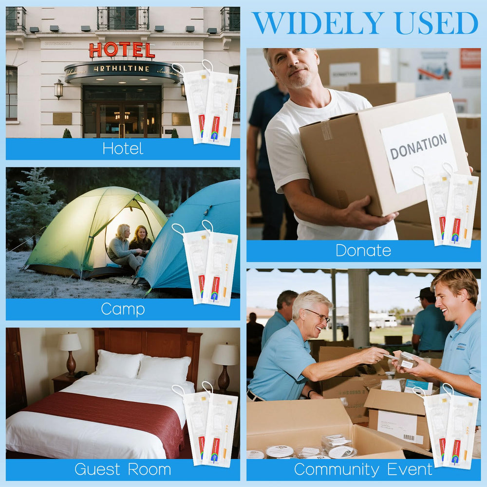 Bulk donation-ready toothbrush sets for hotels, shelters, churches