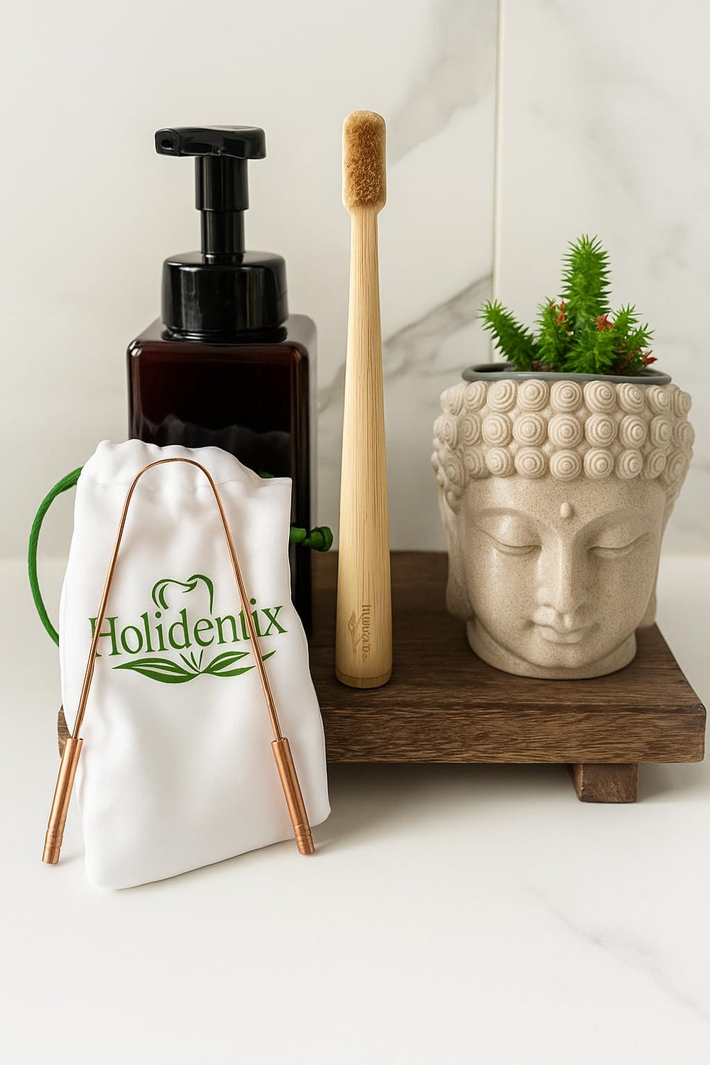 Durable bamboo handle of Holidentix toothbrush