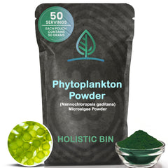 Front view of Holistic Bin Marine Phytoplankton Powder 50g bag