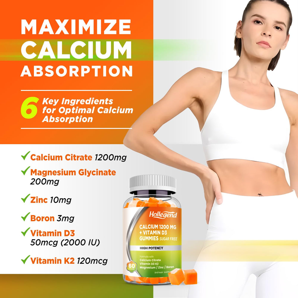 Bone health support calcium gummies for daily use, vegan and gluten-free