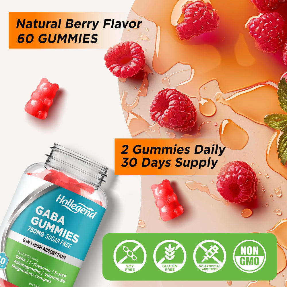 Gluten-free, non-GMO, melatonin-free GABA gummies label