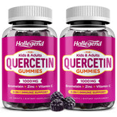 Front view of HOLLEGEND Quercetin Gummies bottle – 120 count vegan supplement