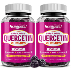 Front view of HOLLEGEND Quercetin Gummies bottle – 120 count vegan supplement