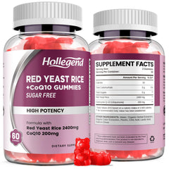 Front view of Hollgend Red Yeast Rice with CoQ10 Gummies bottle (120 count)
