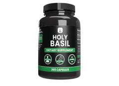 Bottle of Holy Basil capsules labeled Pure Original Ingredients