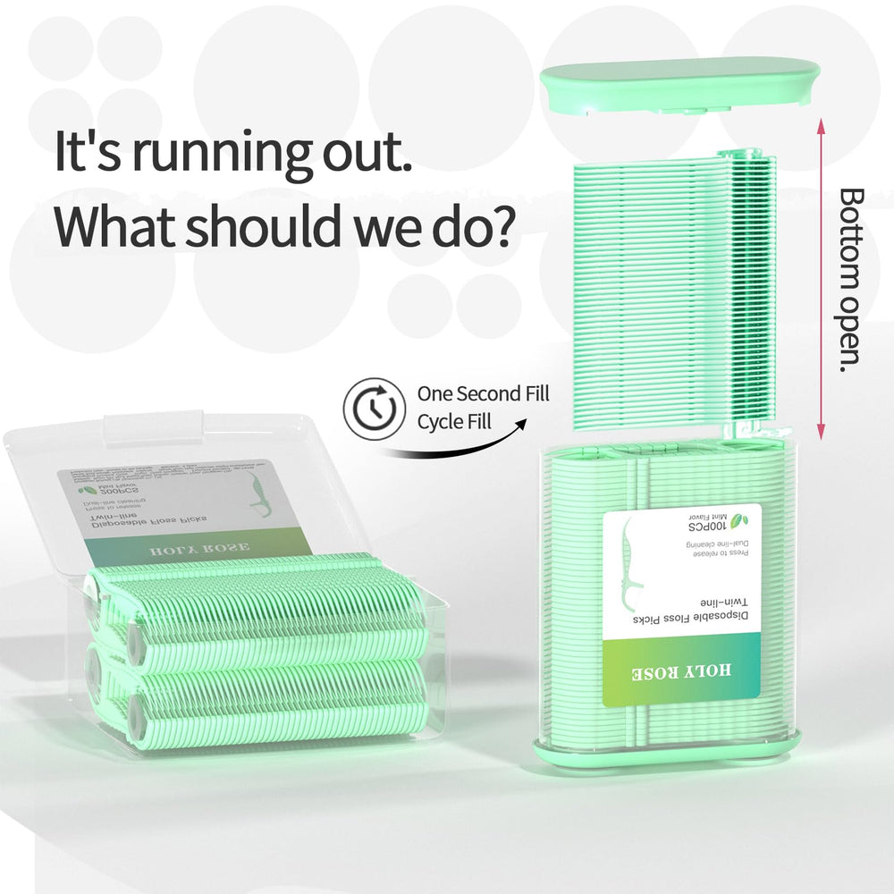 Refillable case with 200 additional floss picks