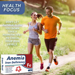 Person reading iron level results at home