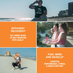 Nutrition label for Honey Badger BCAA + EAA powder