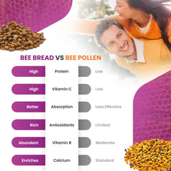 Bottle of Bee Bread capsules for energy and immune support