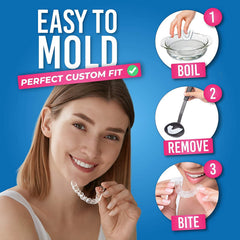 User wearing guard for nighttime teeth grinding protection