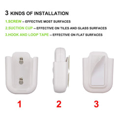 Included accessories: suction cups, hook-and-loop tape, screws and user manual
