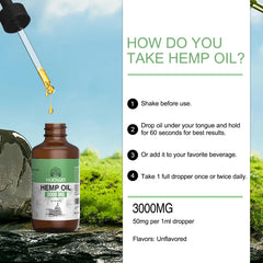 HOOLOO Hemp Oil packaging and bottle beside box