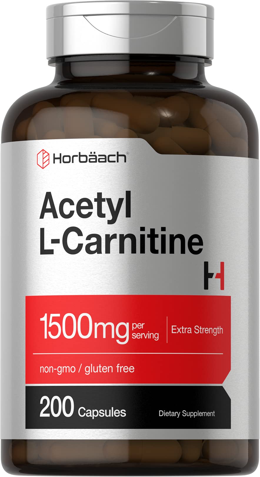 Horbäach Acetyl L-Carnitine 1500mg bottle with 200 capsules