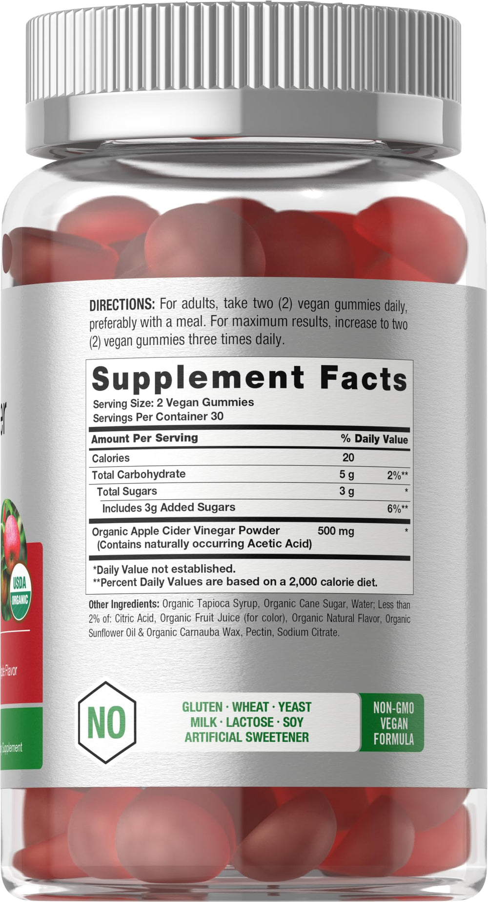 Horbaach ACV gummies apple-flavor closeup highlighting tasty vegan formula.
